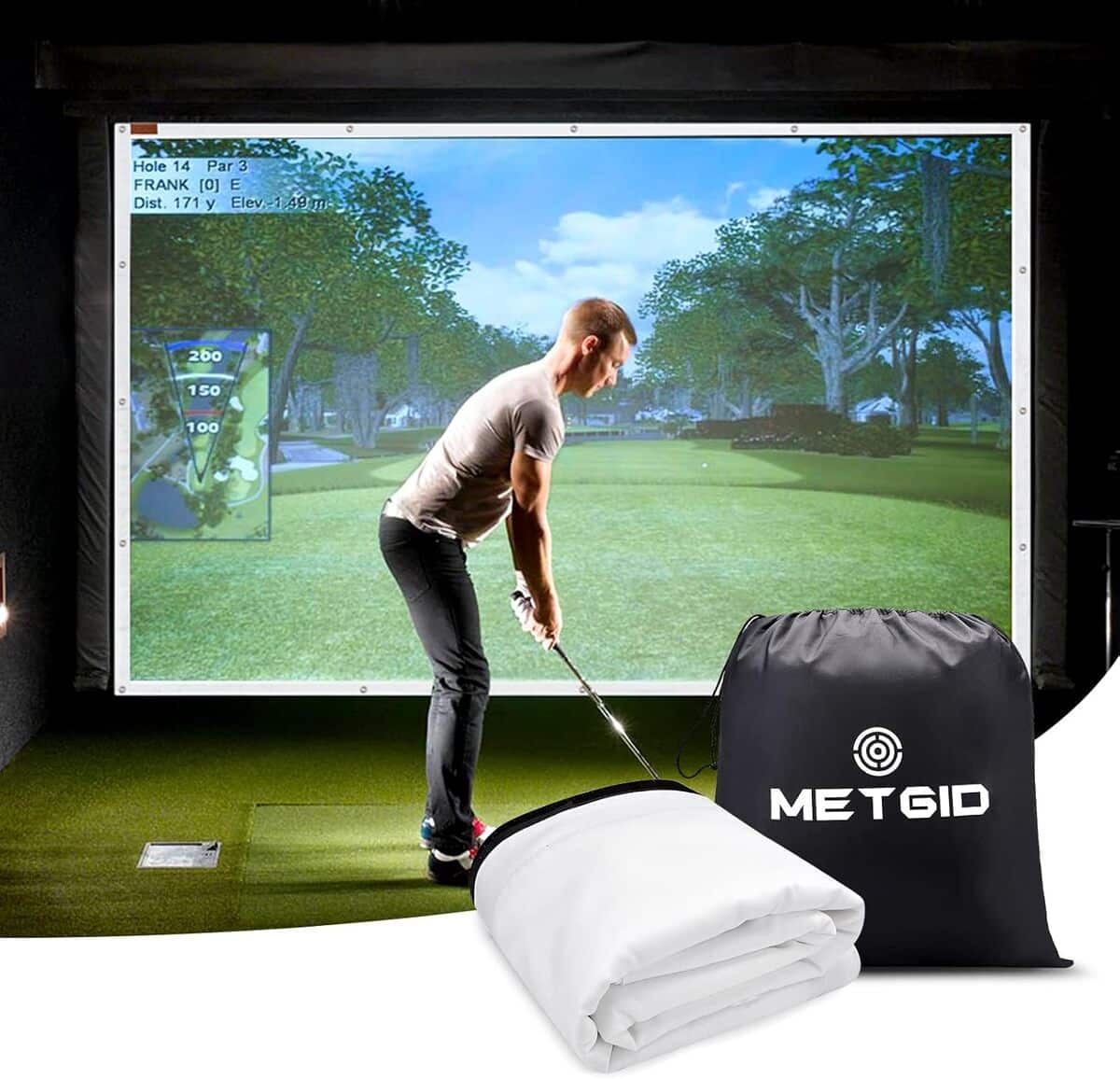 Test de l'écran d'impact METGID pour simulateur de golf 118 x 79 inch
