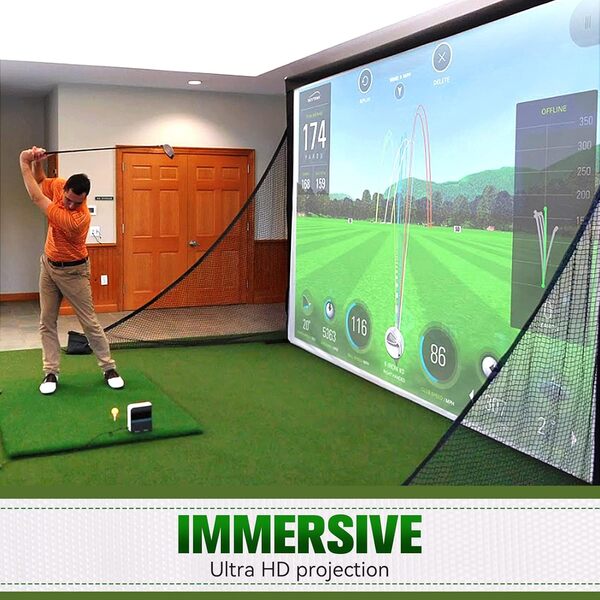 aikeec Écran d'impact pour simulateur de Golf d'intérieur avec 14 Trous d'œillets pour entraînement de Golf, écran de Projection pour simulateurs de Golf