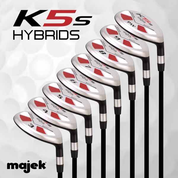 Majek Senior Men’s Golf All Hybrid Complete Full Set, which Includes: #3, 4, 5, 6, 7, 8, 9, PW Senior Flex with Tacki-Mac Jumbo Soft Wrap Grips Right Handed Clubs