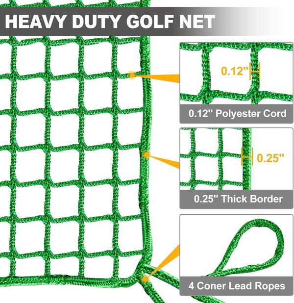 Filet d'entraînement de golf – Filet de frappe de golf avec cible en tissu comme filet de frappe pour extérieur et intérieur, filet de barrière de sport en nylon robuste comme filet de football