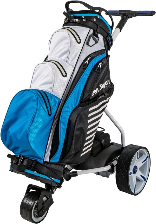 Ben Sayers Chariot de golf électrique | Chariot à batterie au lithium 18 trous | 9 vitesses, fonction distance automatique | Accessoires gratuits