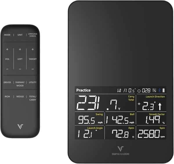 Voice Caddie SC4 Pro Moniteur de Lancement de Golf Portable avec Son étui Officiel Launch Monitor/Radar, Analyse de Swing, simulateur 3D Inclus, Usage en intérieur comme en extérieur.