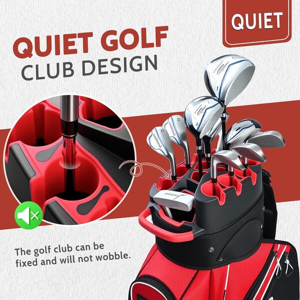 14 Voies Golfkar Bag Pro Sac de Golf Pleine Longueur pour Homme avec poignées et Housse de Pluie