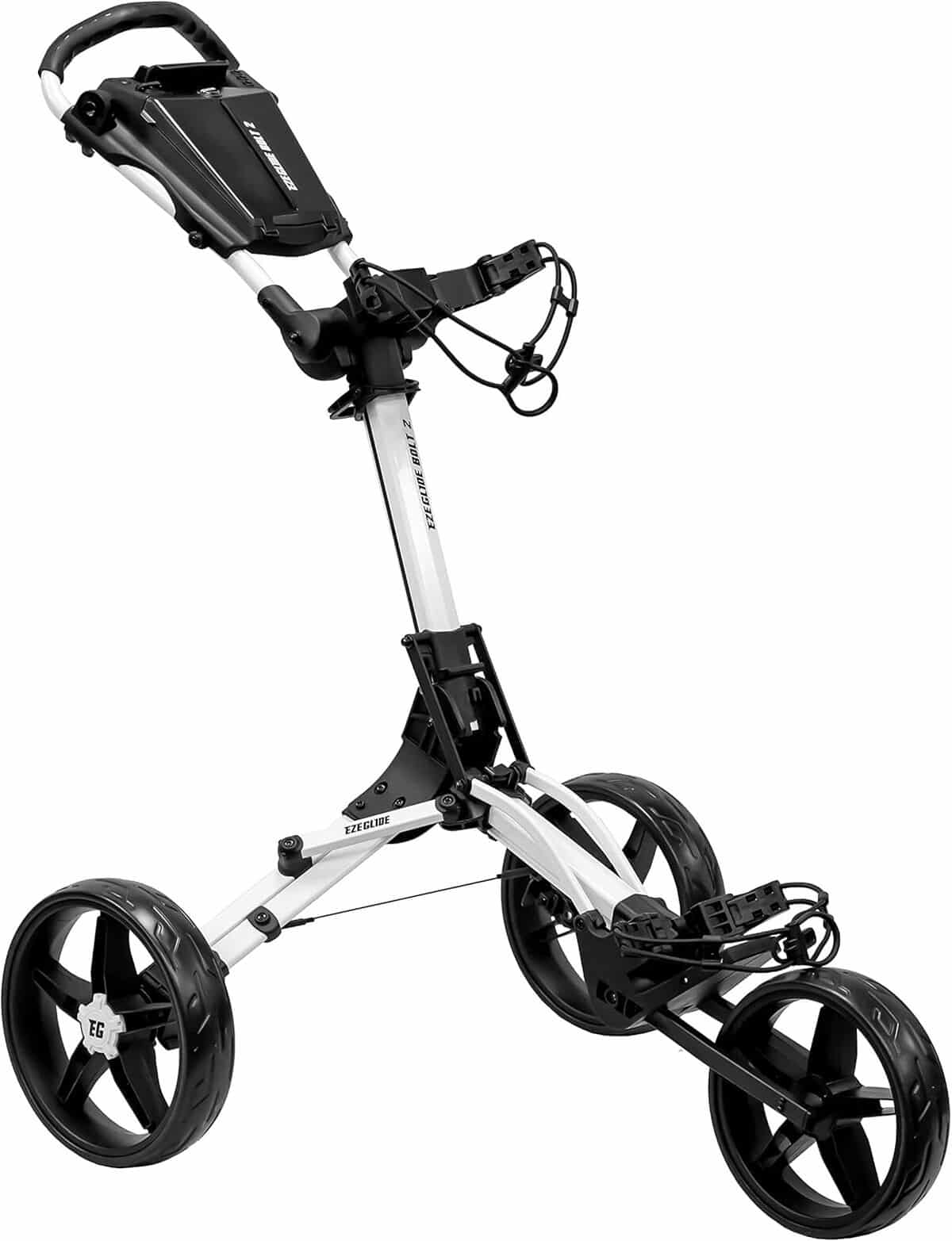 Test du chariot de golf EzeGlide Boulon 2 : performance et style blanc/noir