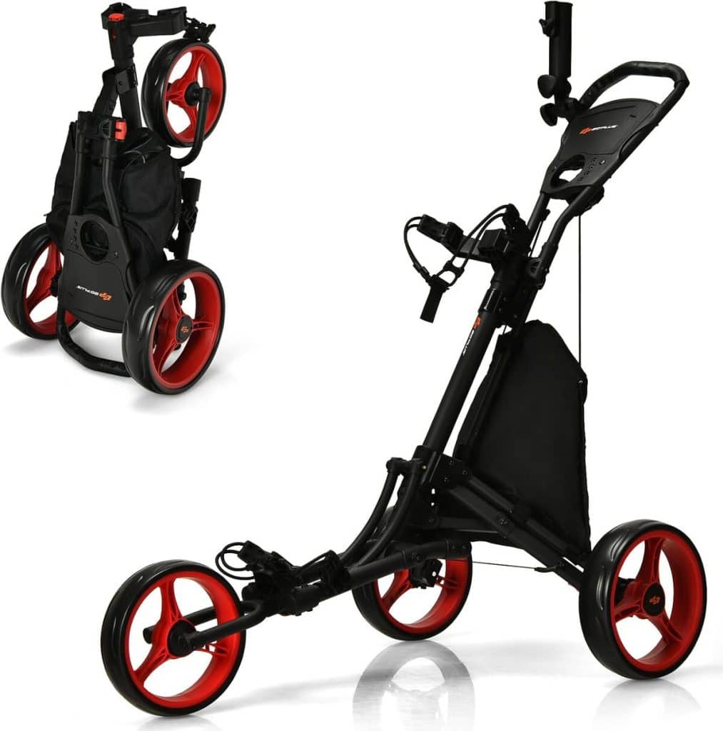Test du chariot de golf GYMAX à 3 roues : pliable et polyvalent