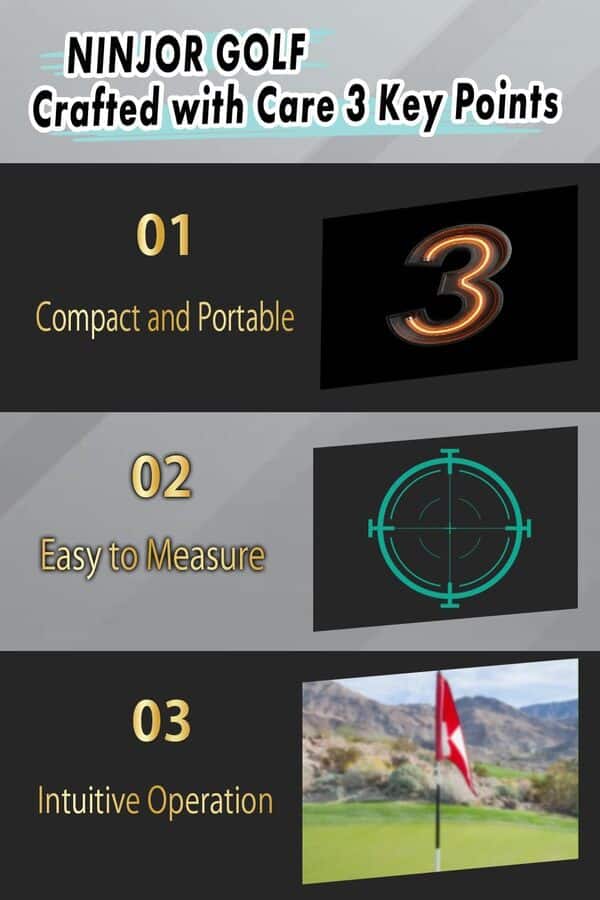 NINJOR GOLF (Ninja Golf) NJ Mini Series Télémètre de golf avec interrupteur de pente et verrouillage de broche Laser Télémètre Max 914,5 m