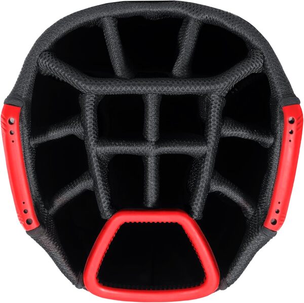 Datrek DG Lite III Sac pour Chariot de Golf à 14 Compartiments avec séparateurs individuels sur Toute la Longueur, Putter caoutchouté, Poche Isotherme et 7 Poches zippées, Anthracite/Rouge/Noir