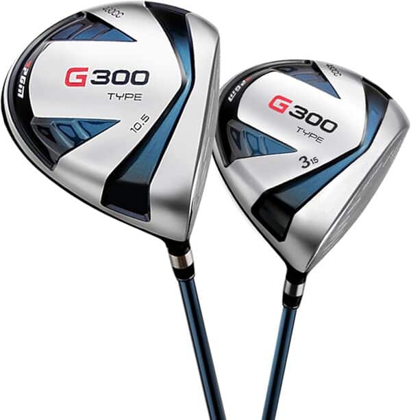 PGM G300 Ensemble complet de clubs de golf pour homme – Pilote n°1 en titane hybride biaisé – Fers haute résistance, putter haute tolérance, sac de transport (droitier, 9')